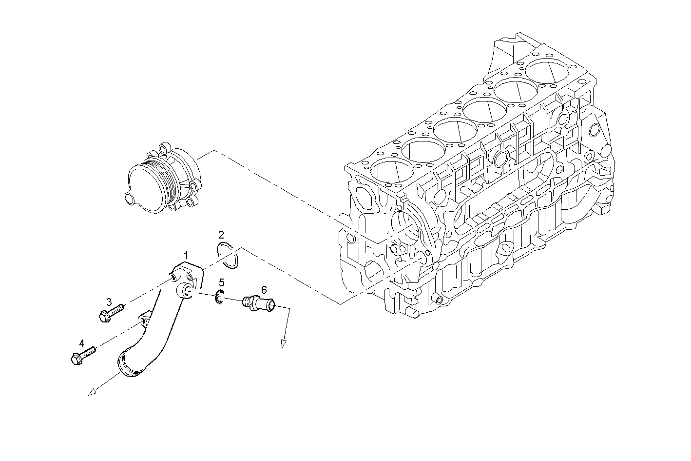 WATER PIPE - F2BE0642A*A003 CURSOR 8 CNG parts diagram