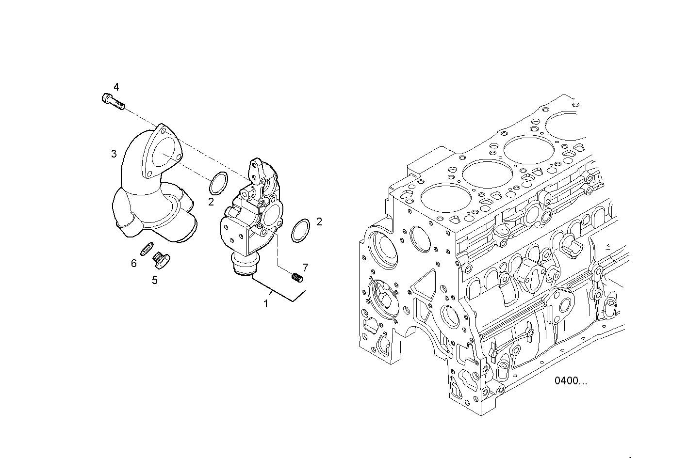 WATER PIPE - F4AE0685A*F100 NEF 6 electron. parts diagram