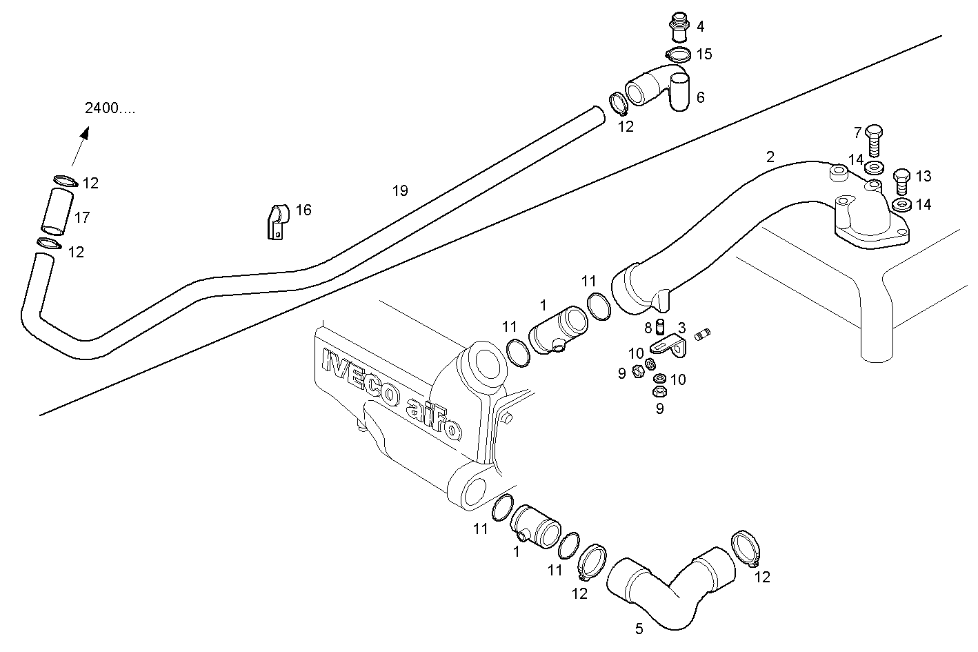 WATER PIPE - N60ENTM40.10A001 NEF 6 electron. parts diagram