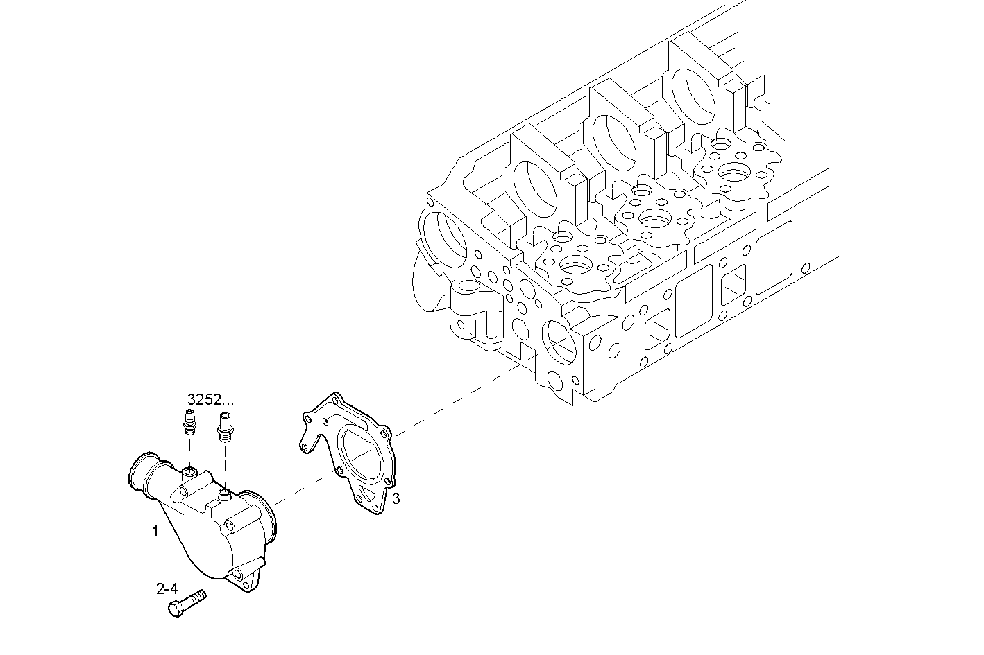 HEAD WATER EXIT PIPE - F3BE0684E*B101 CURSOR 13 - TIER 2 parts diagram