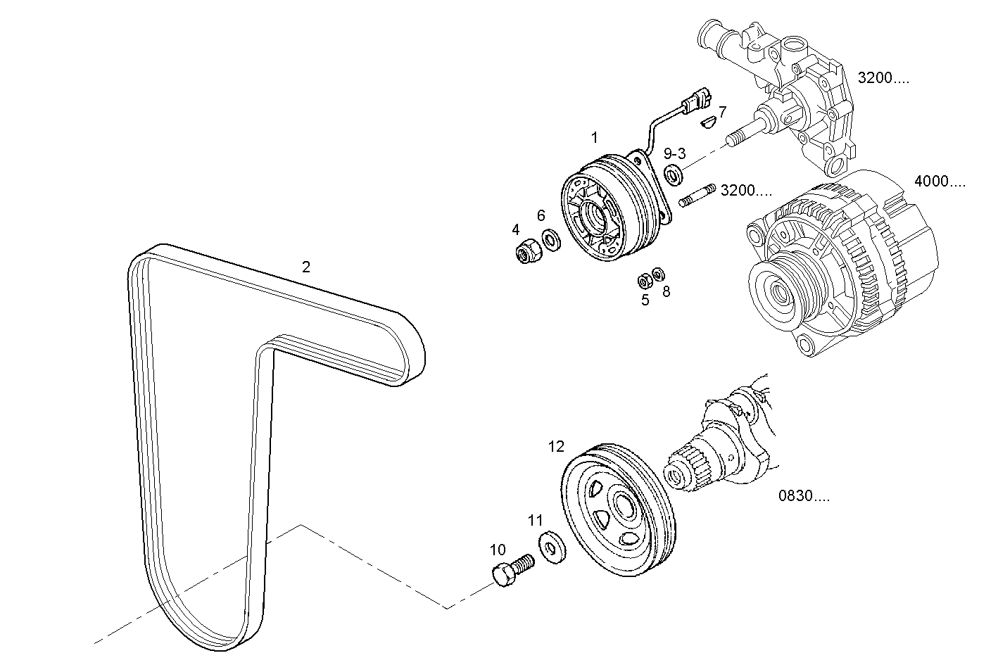 PULLEYS AND BELTS - 8140.43C.2590 8140.43 parts diagram