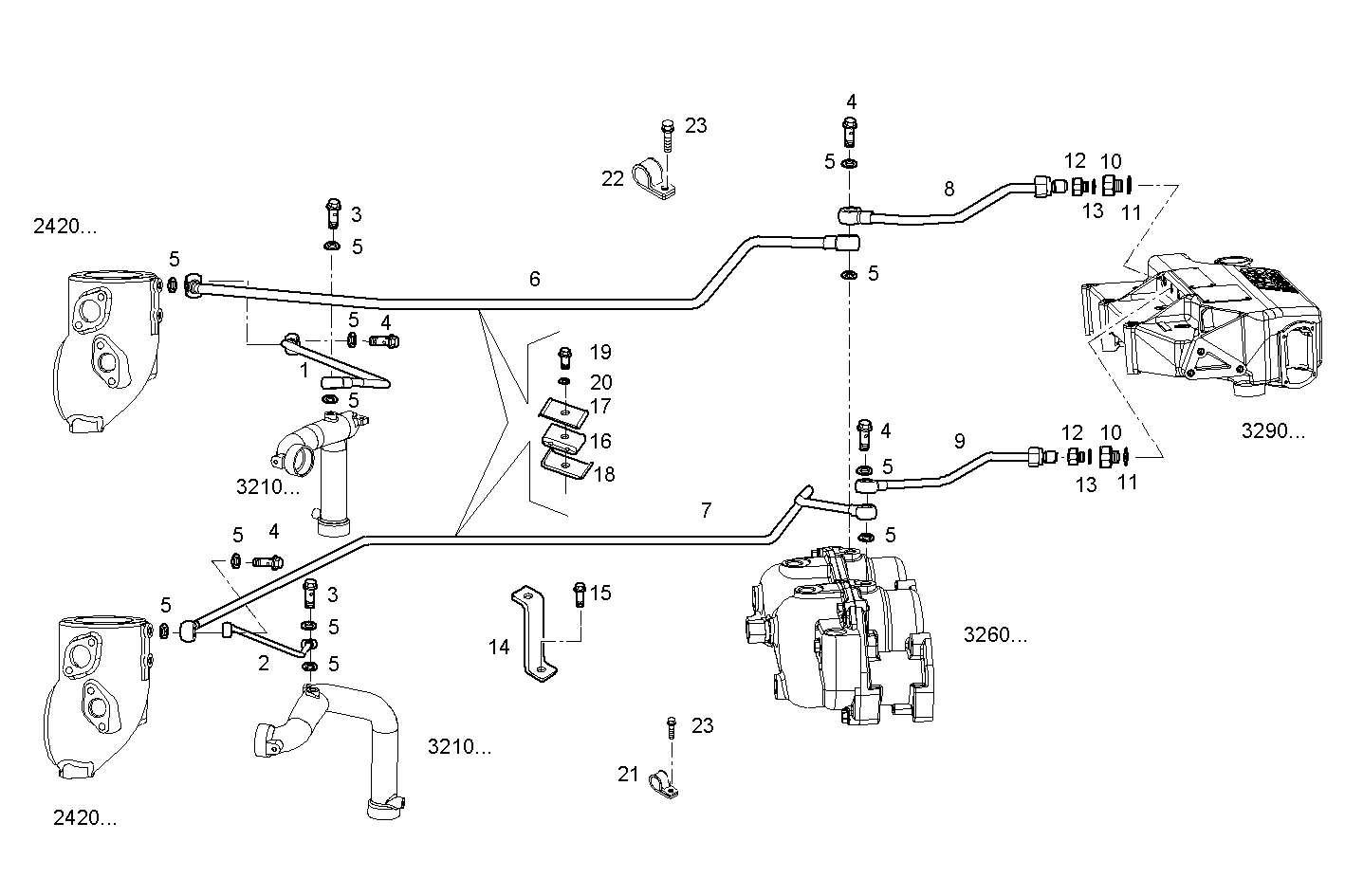 WATER LINES - V08ENTM75.10B230 VECTOR 8 parts diagram