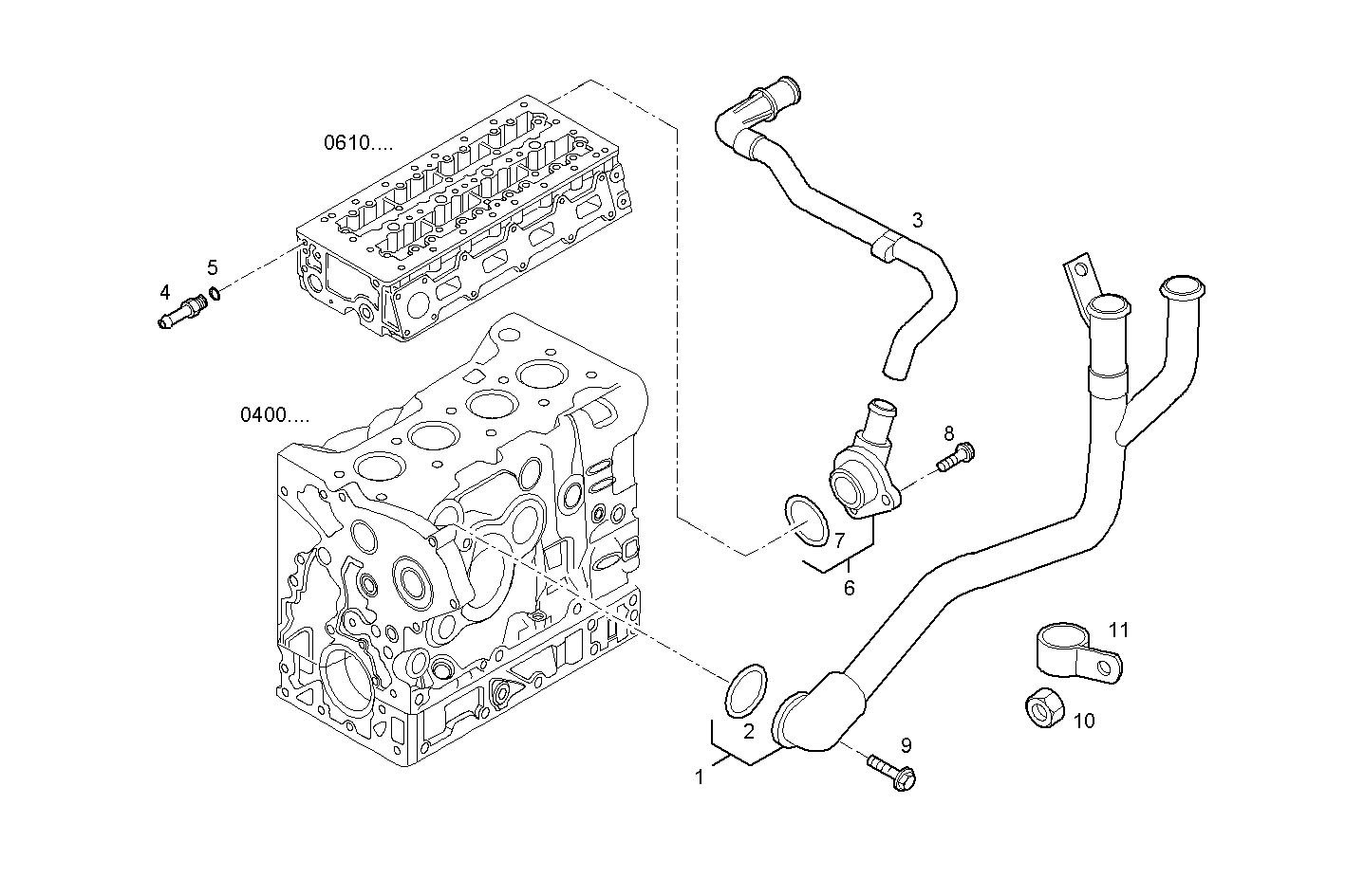 WATER LINES - F1AE0481B*A002 - D SOFIM HPI 2.3L - EURO 3 parts diagram