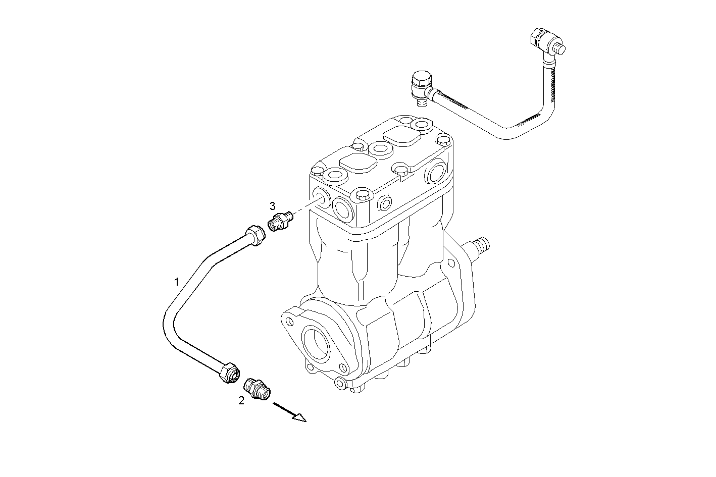 COMPRESSOR WATER INLET PIPE - F2BE0642B*A001 CURSOR 8 CNG parts diagram