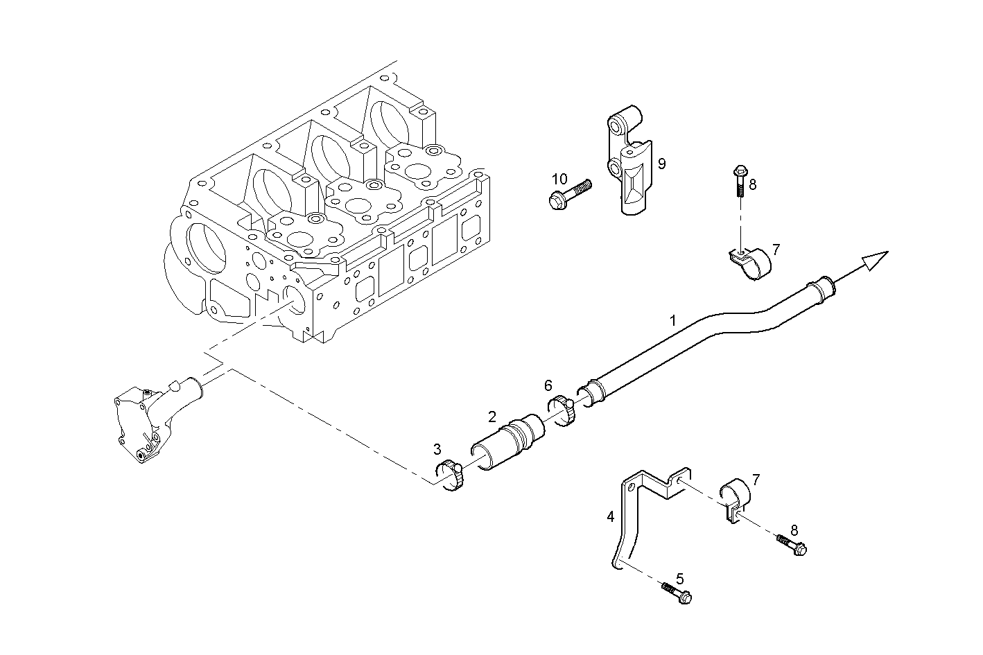 GEARBOX ENTRY PIPE - F2BE0642B*A001 CURSOR 8 CNG parts diagram