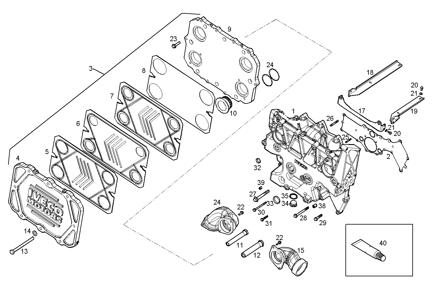 FRESH WATER - SEA WATER HEAT EXCHANGER - V08ENTM11.10C210 VECTOR 8 parts diagram