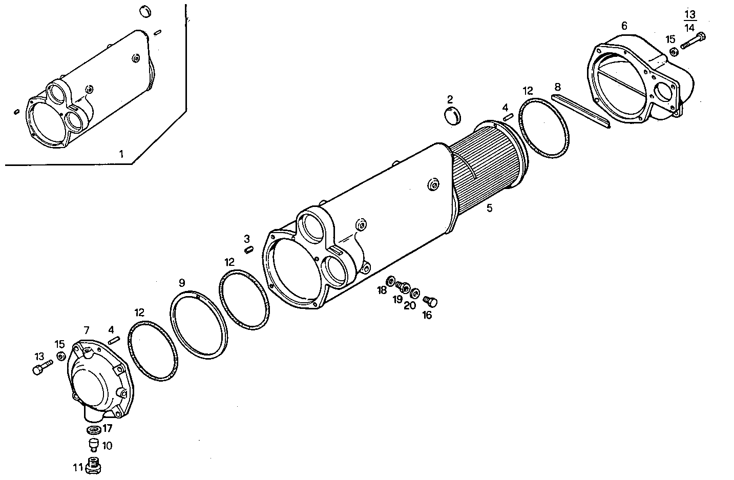 FRESH WATER - SEA WATER HEAT EXCHANGER - 8291SRM12.12A001 8291SRM12 parts diagram