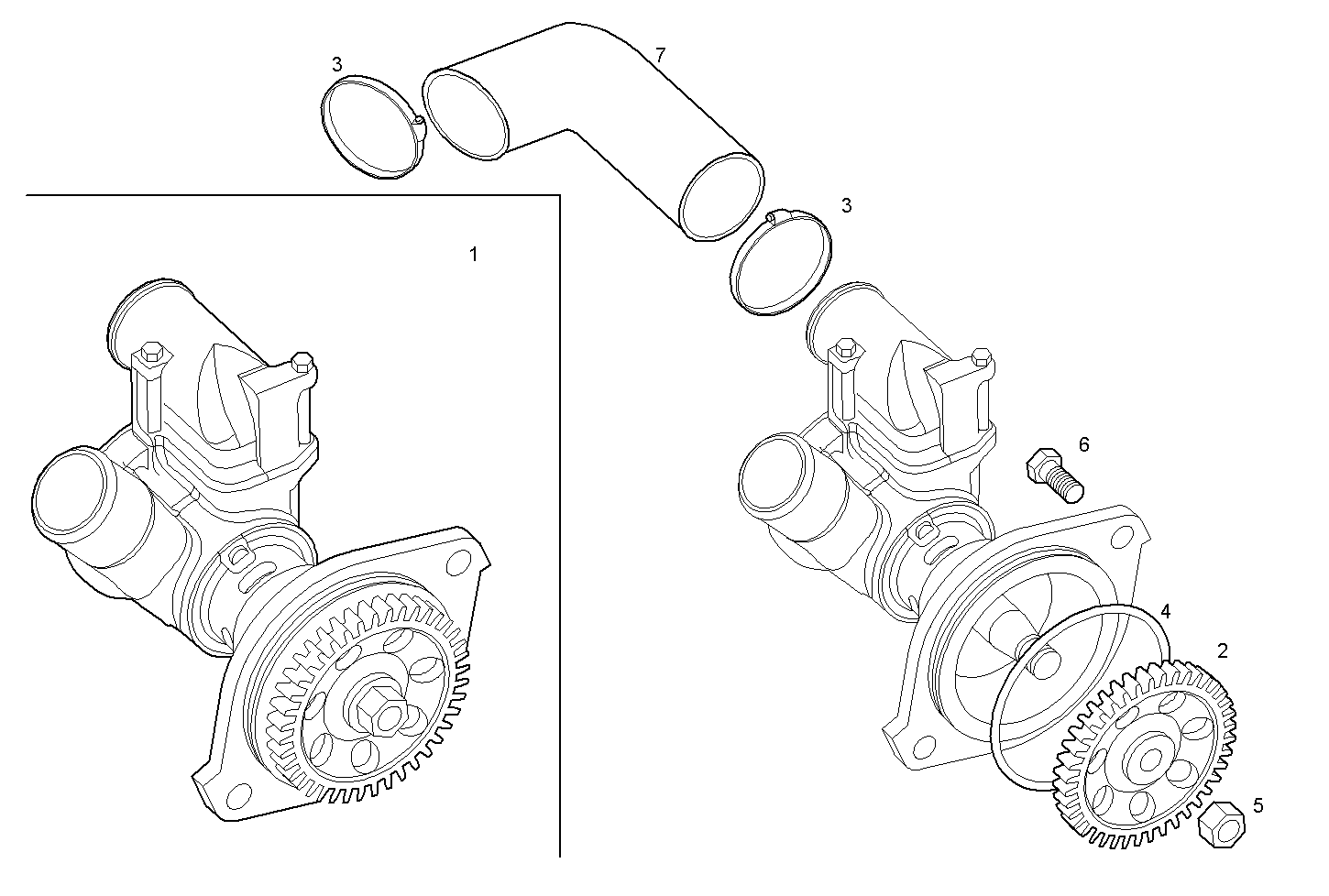 SEA WATER PUMP - N67MNTM28.11 NEF 6 mechanic. parts diagram