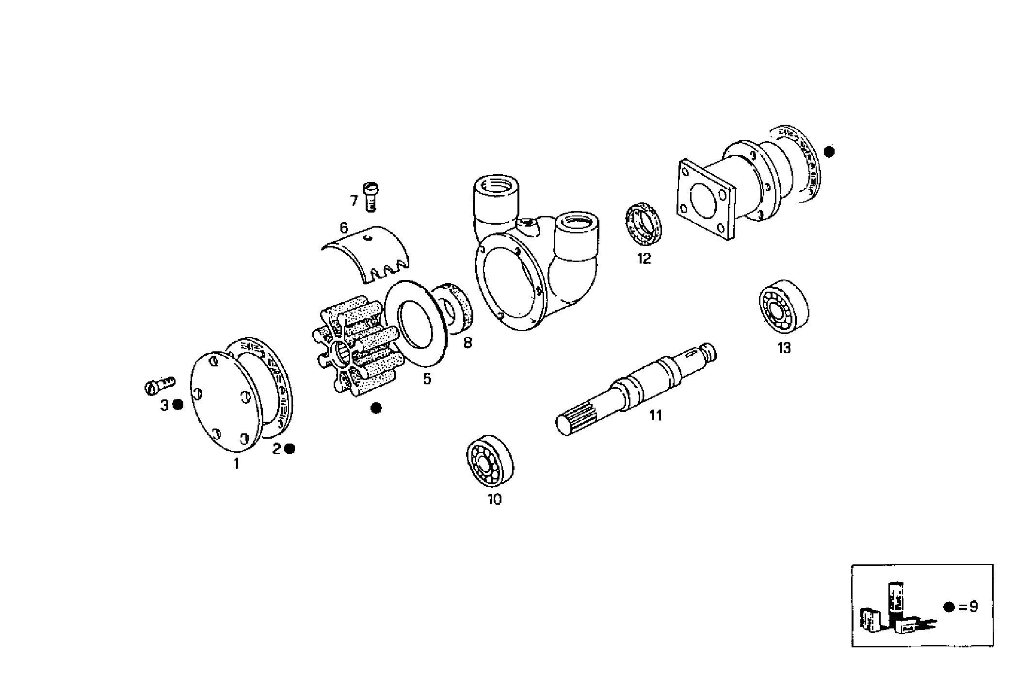 SEA WATER PUMP (COMPONENTS) - 8460M15.12 8460M15 parts diagram