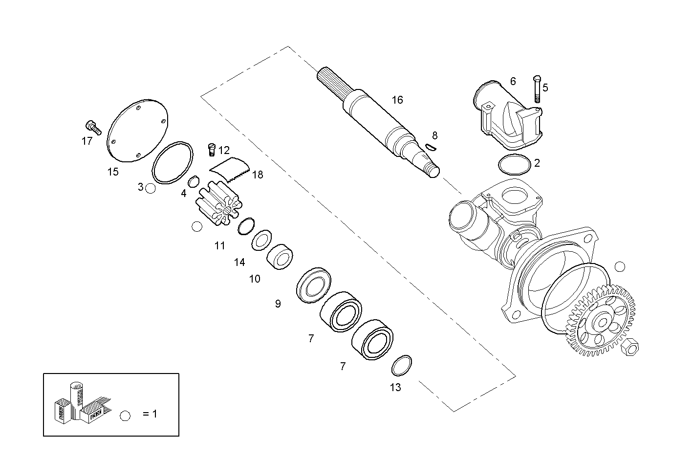 SEA WATER PUMP (COMPONENTS) - N67ENTM45.10 NEF 6 electron. parts diagram