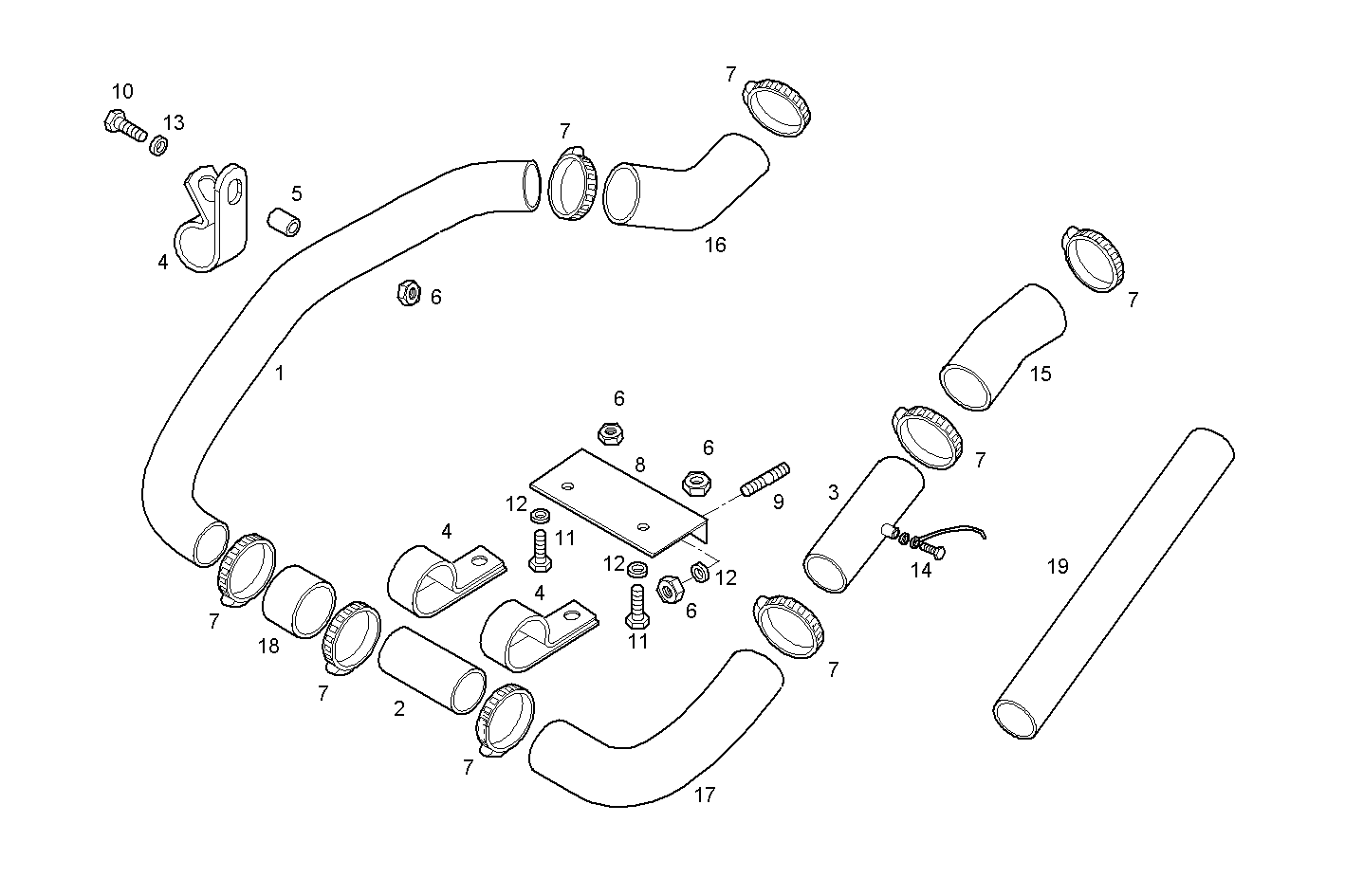 SEA WATER LINES - N67MNTM28.10 NEF 6 mechanic. parts diagram