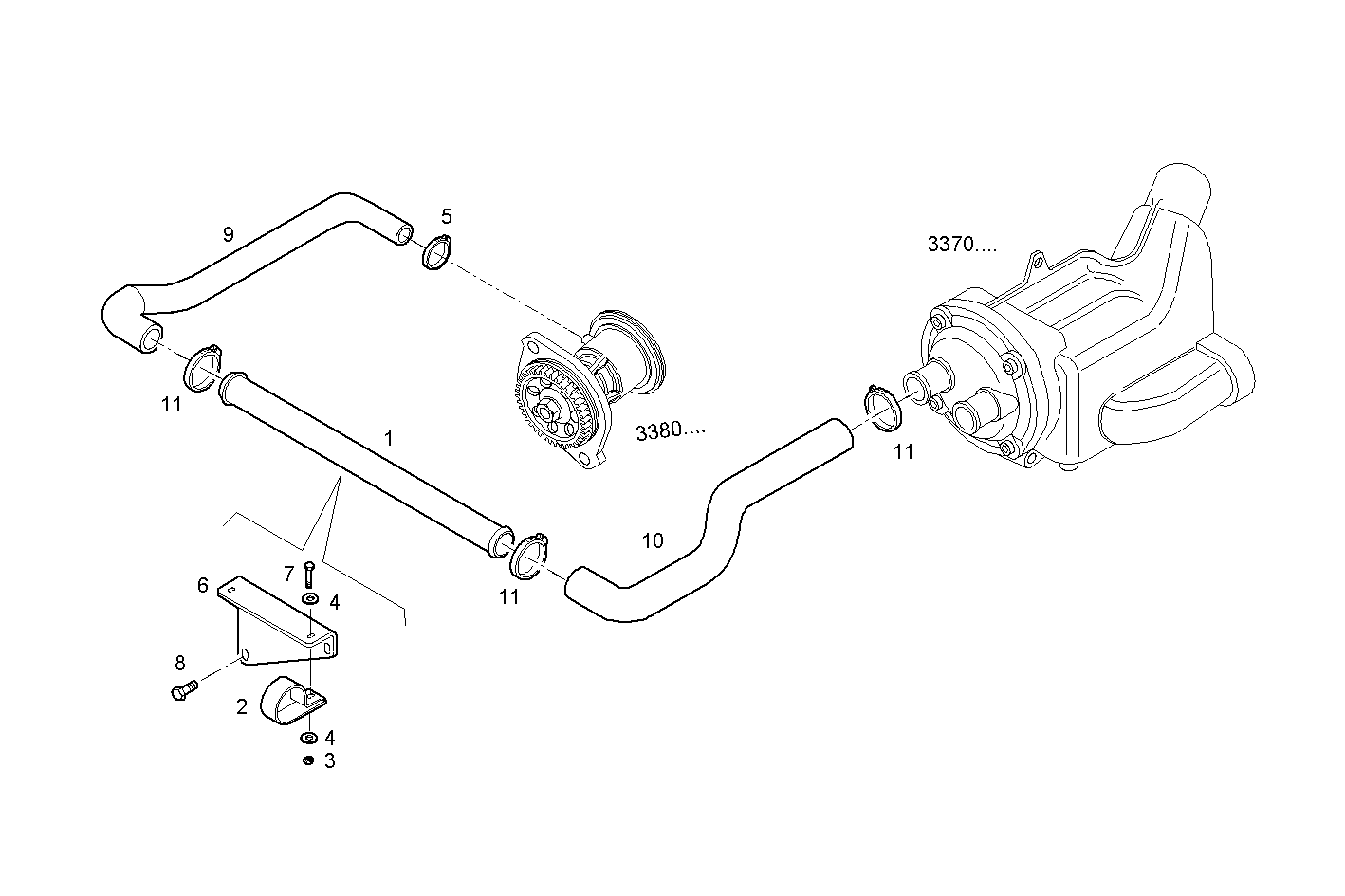 SEA WATER LINES - N67MNAM15.00 NEF 6 mechanic. parts diagram