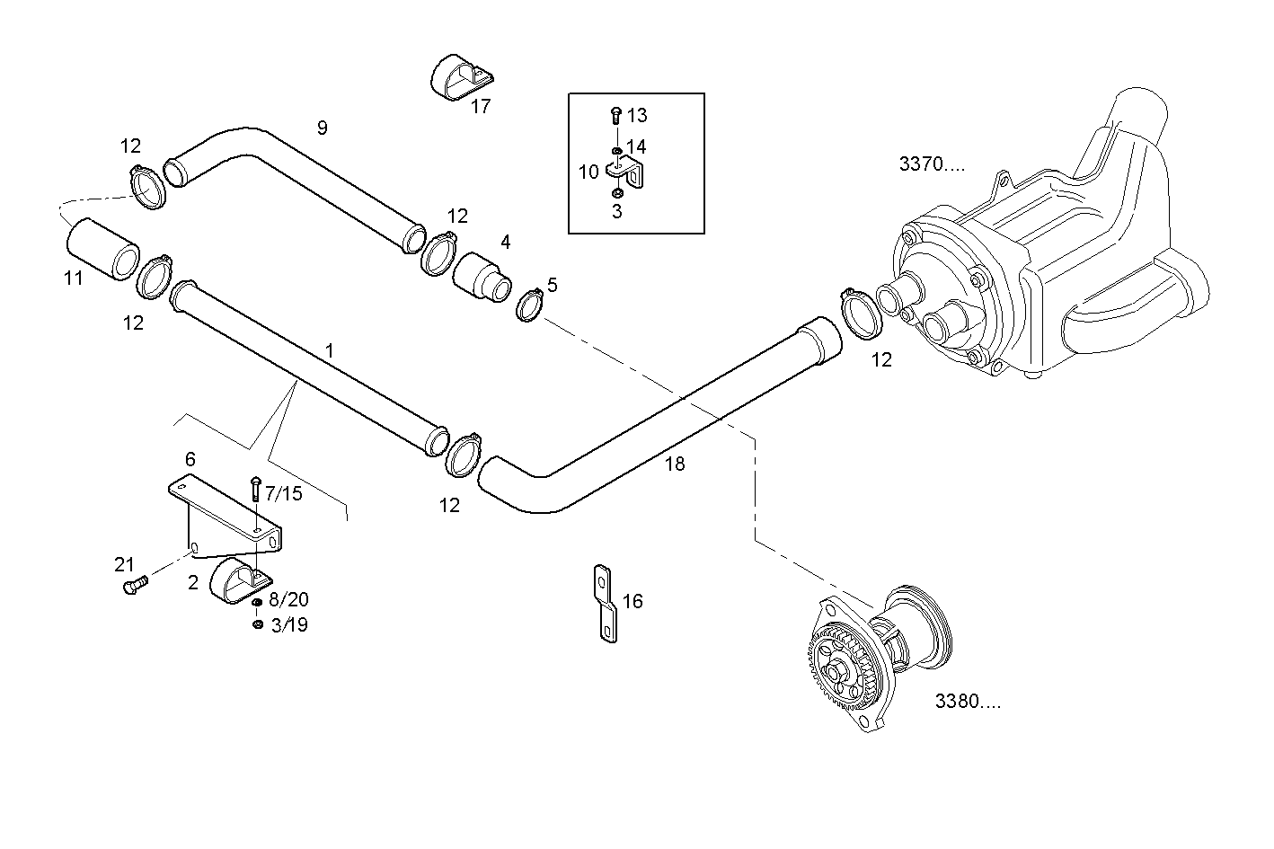 SEA WATER LINES - N67MNAM12.30 NEF 6 mechanic. parts diagram
