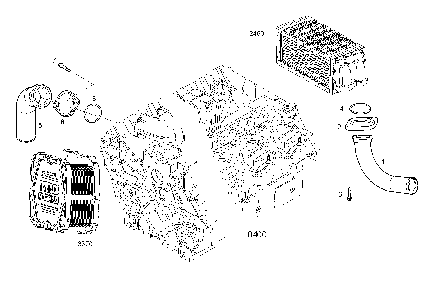 SEA WATER LINES - V08ENTM75.10B210 VECTOR 8 parts diagram