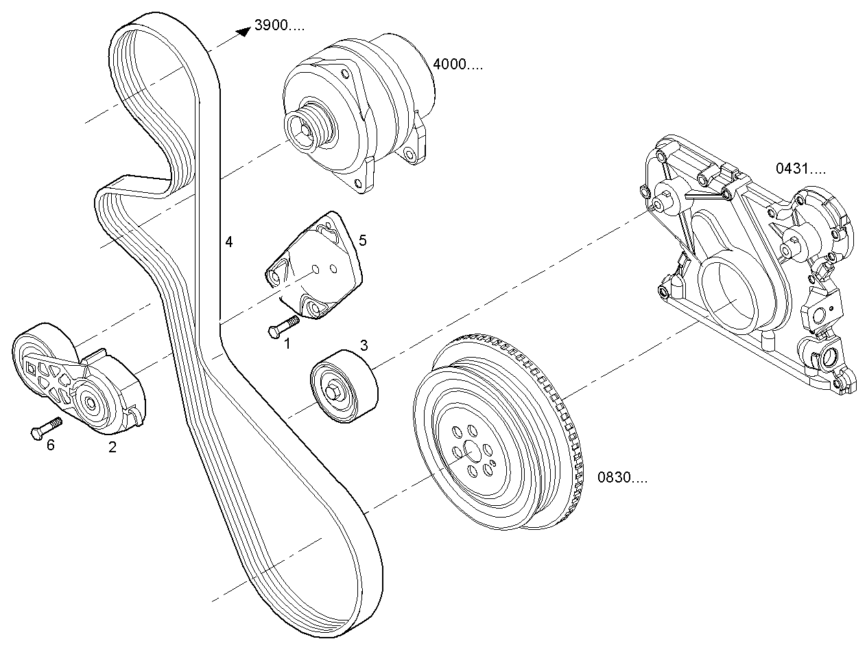 WATER PUMP DRIVE - F4AE0484B*D101 NEF 4 electron. - TIER 2 parts diagram