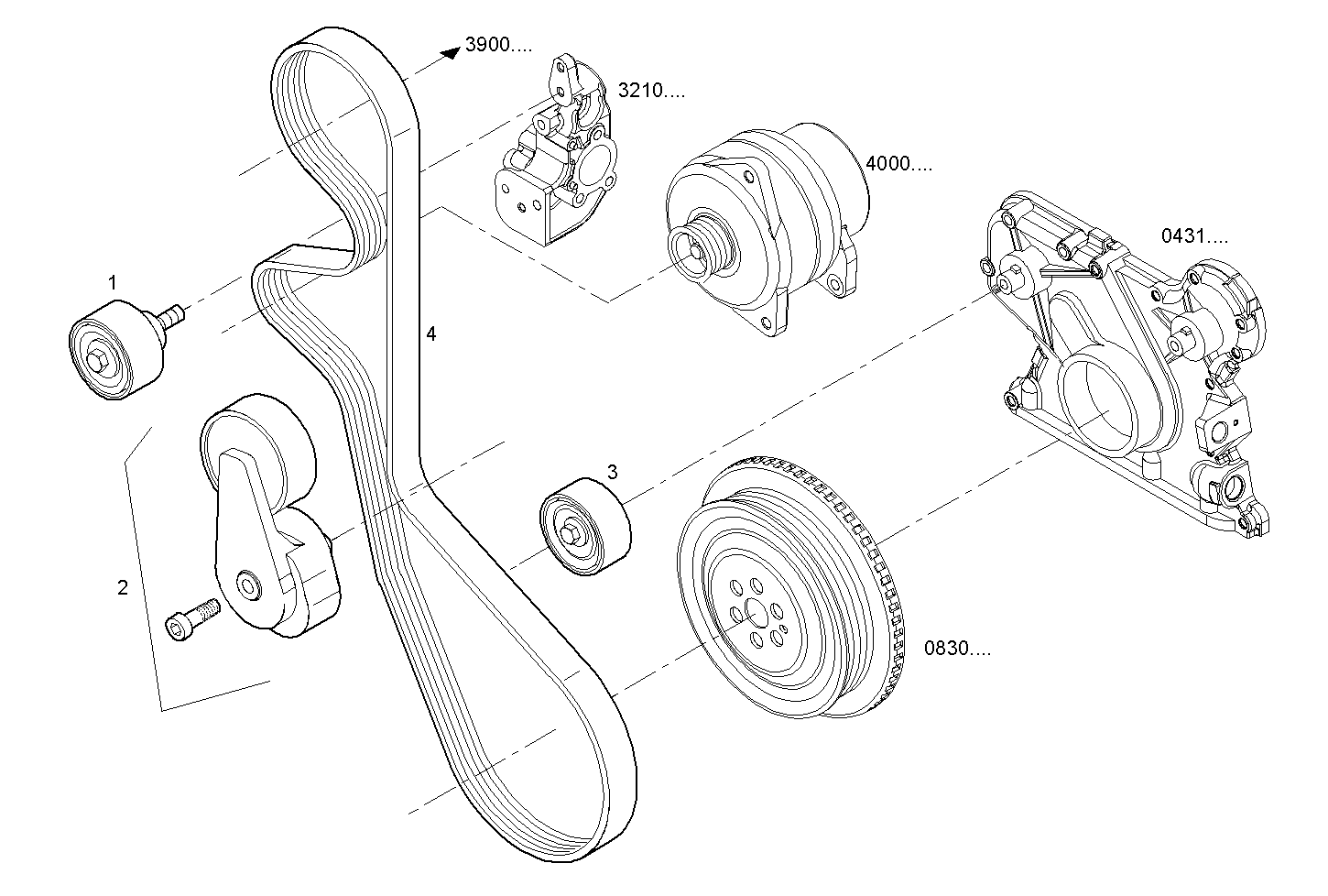 WATER PUMP DRIVE - F4AE0682C*C119 NEF 6 electron. - EURO 3 parts diagram