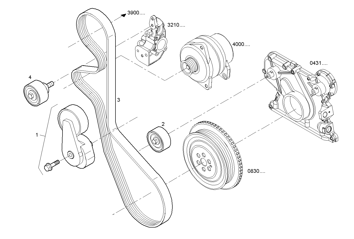 WATER PUMP DRIVE - N40ENTE21.00A002 NEF 4 electron. - TIER 2 parts diagram