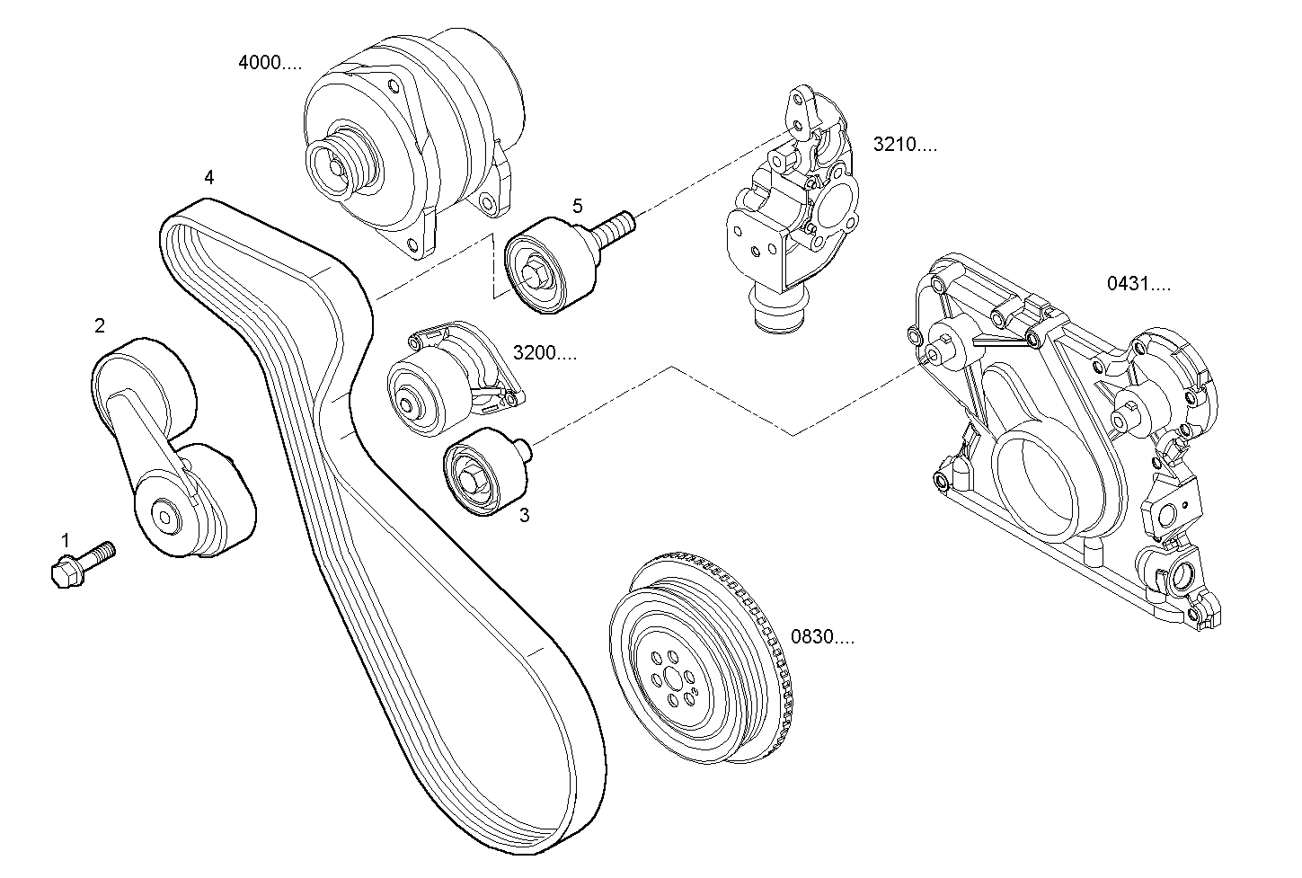 WATER PUMP DRIVE - F4AE0684B*D103 NEF 6 electron. - TIER 2 parts diagram