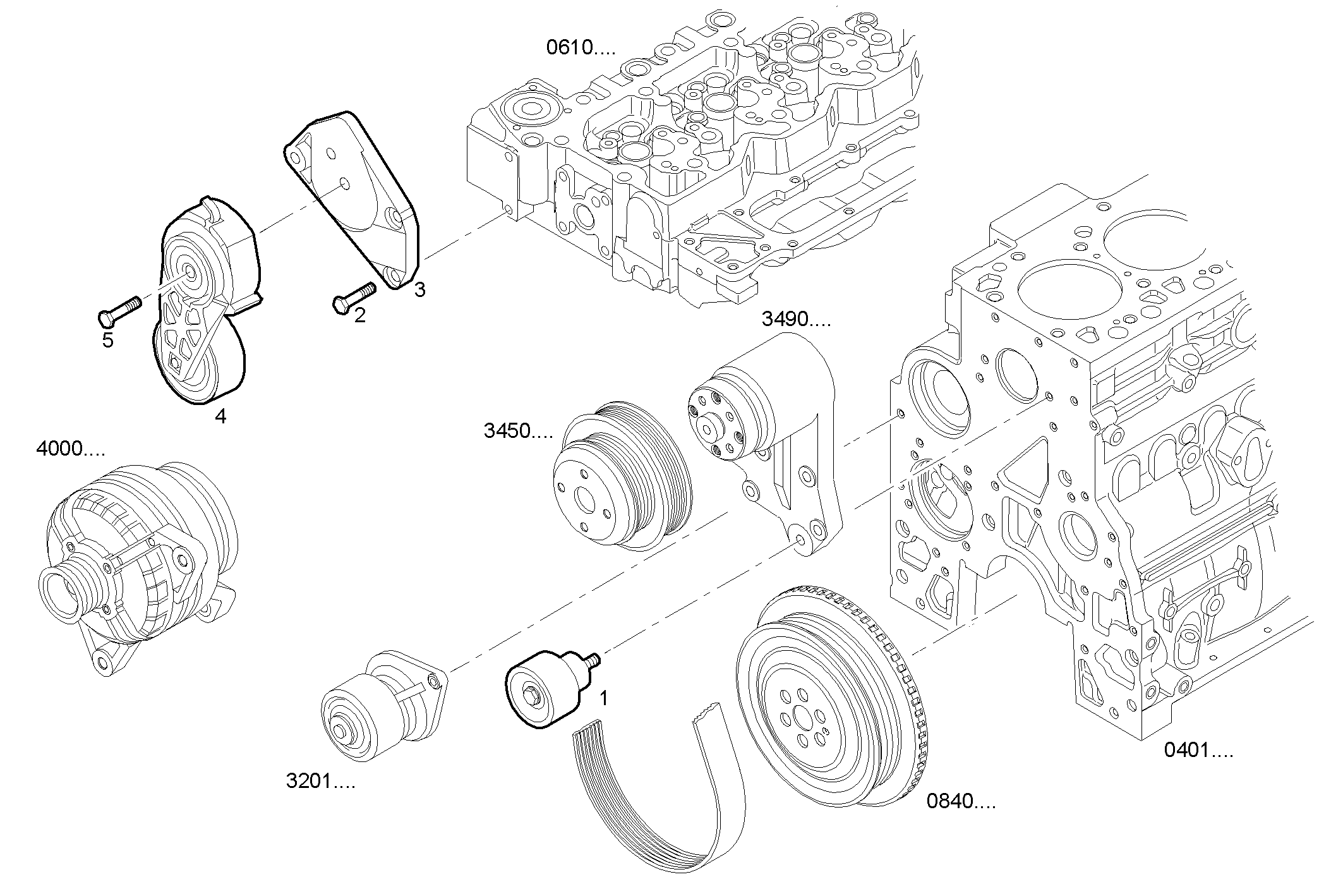 WATER PUMP DRIVE - F4CE0454A*D604 NEF 4 mechanic. - TIER 2 parts diagram