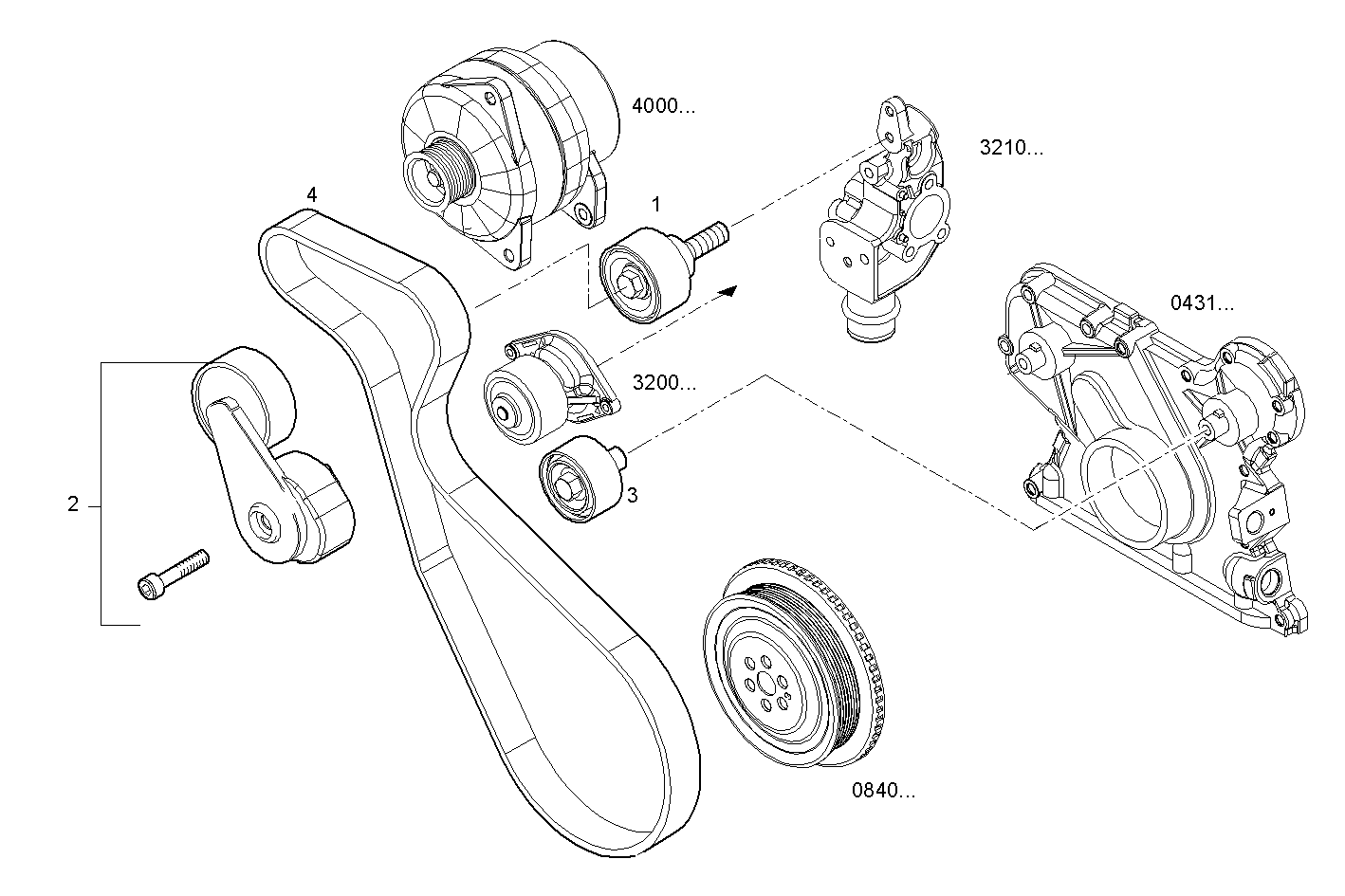 WATER PUMP DRIVE - N60ENTM37.10 NEF 6 electron. parts diagram