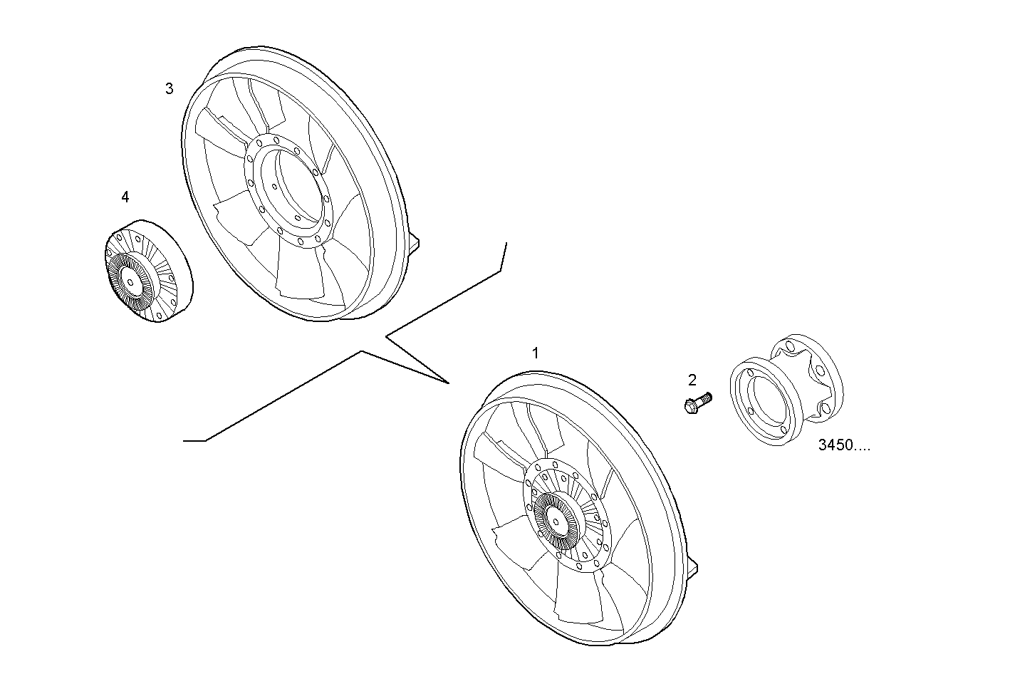 FAN ASSEMBLY - F3BE0684E*B101 CURSOR 13 - TIER 2 parts diagram