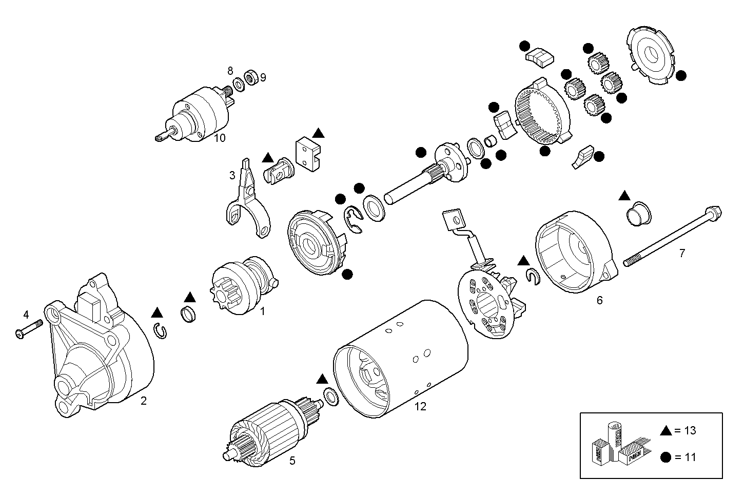 STARTER MOTOR (COMPONENTS) - 8140.43C.3941 8140.43 parts diagram