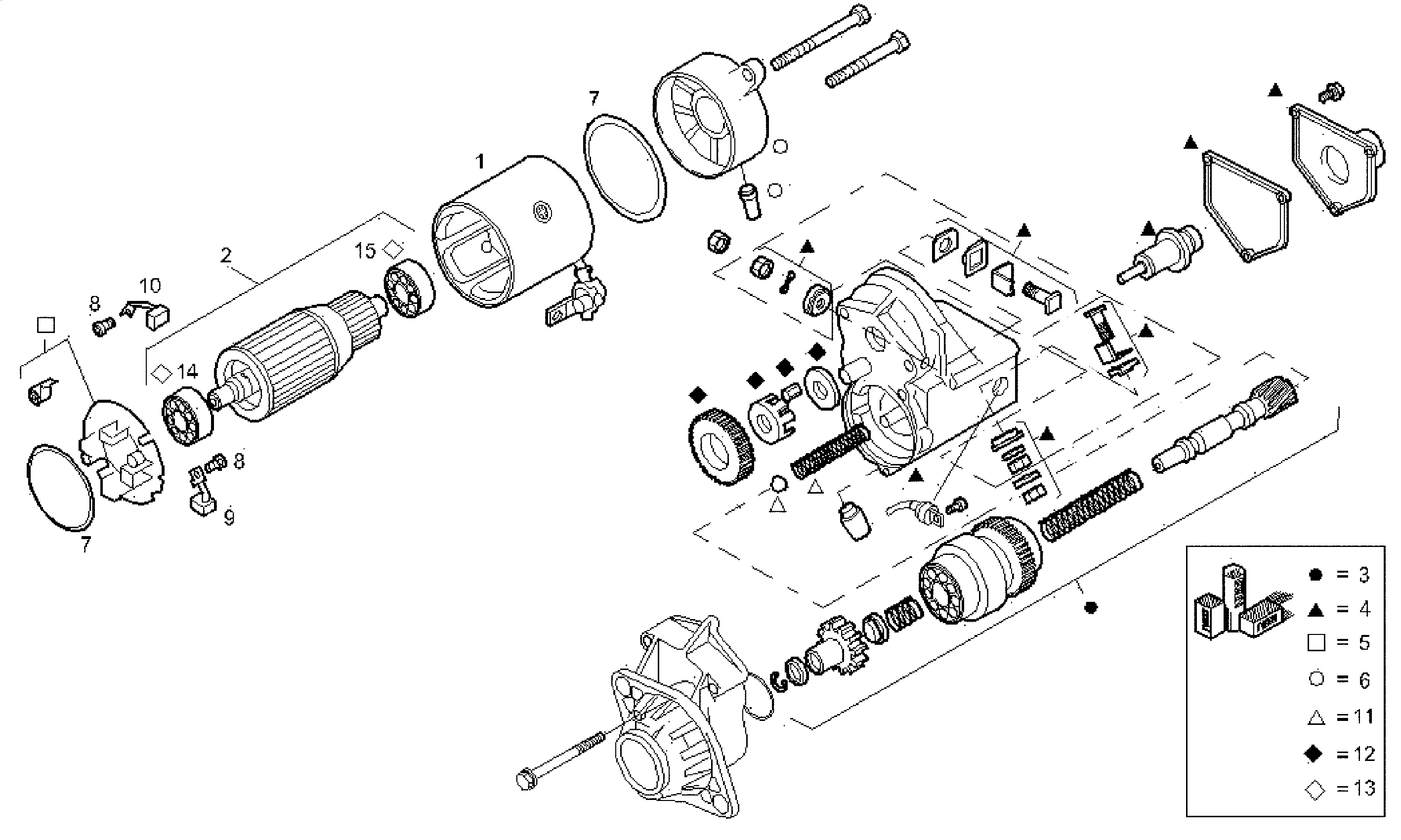 STARTER MOTOR (COMPONENTS) - CURSOR13TE3.A003 CURSOR 13 parts diagram