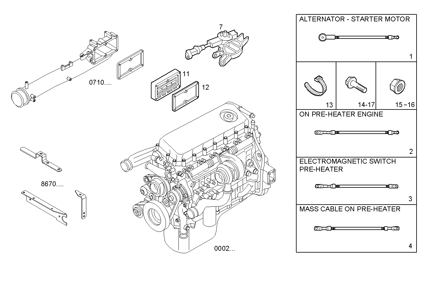 THERMO-STARTER - F2BE0682F*B403 CURSOR 8 - EURO 3 parts diagram