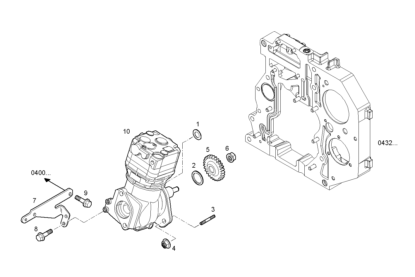 AIR COMPRESSOR - F4AE0481A*C103 NEF 4 electron. - EURO 3 parts diagram