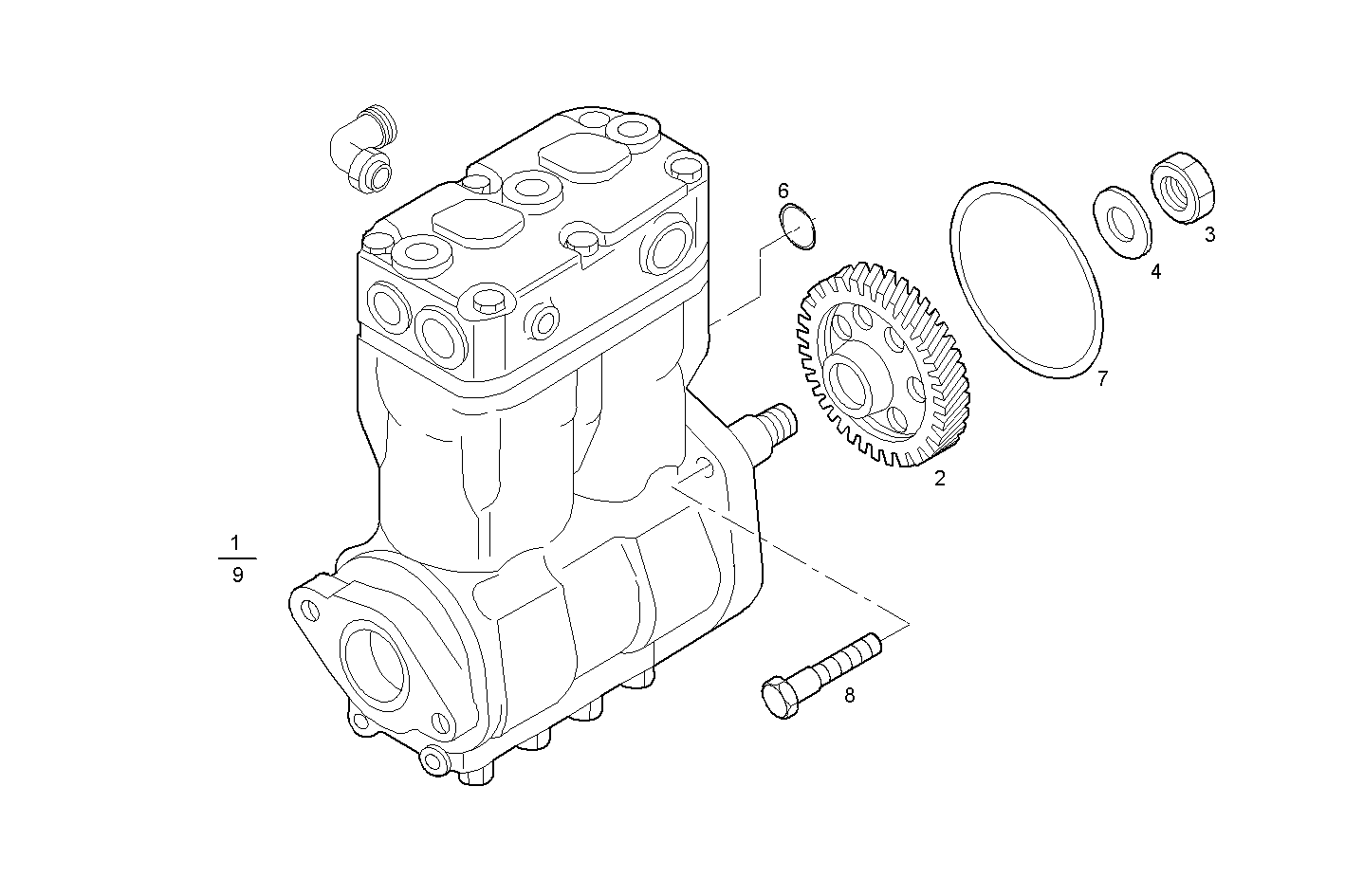 AIR COMPRESSOR - F2BE0681A*BC13 CURSOR 8 - EURO 3 parts diagram