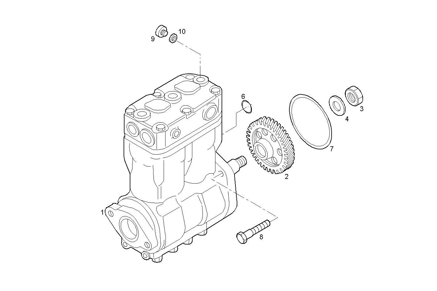 AIR COMPRESSOR - F2BE0642A*A003 CURSOR 8 CNG parts diagram