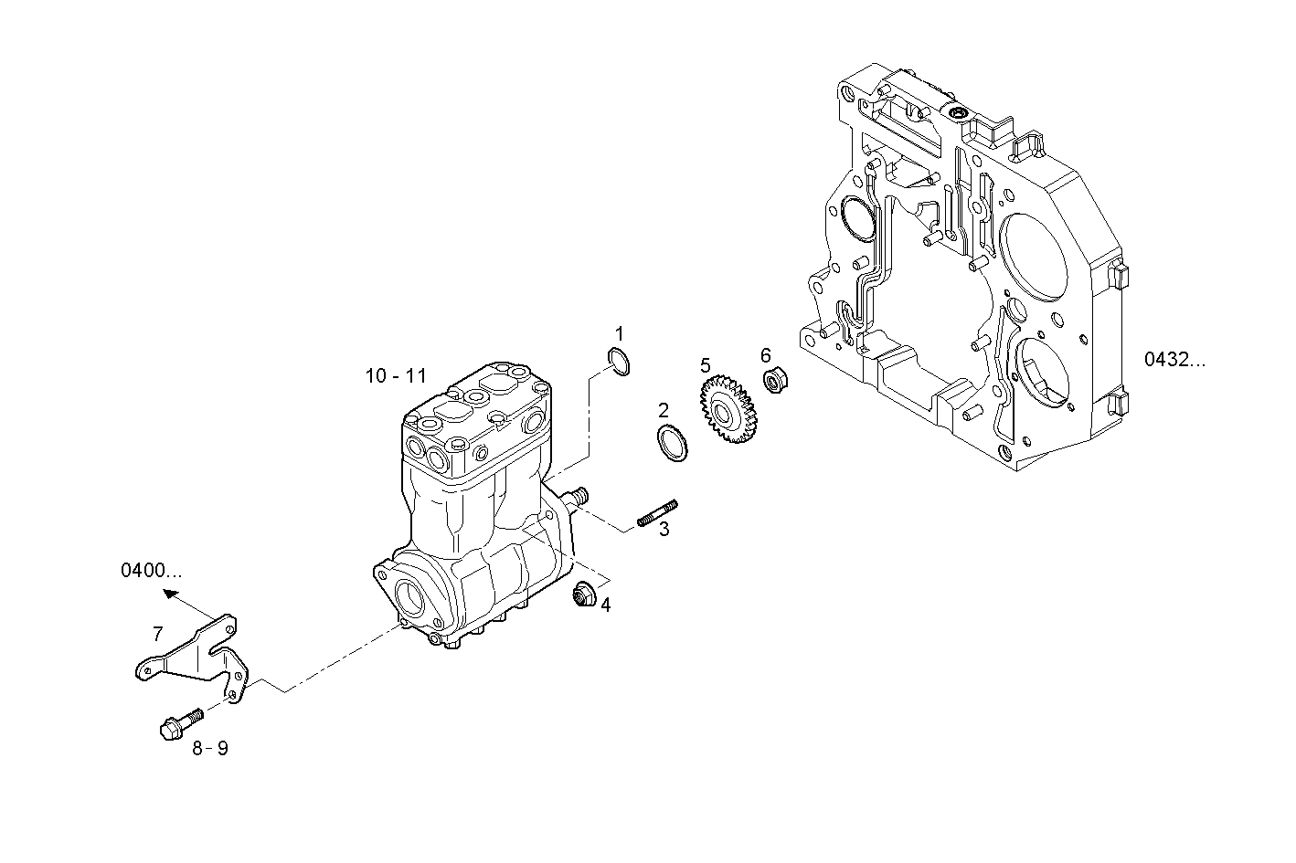 AIR COMPRESSOR - F4BE0641A*G102 NEF 6 CNG parts diagram