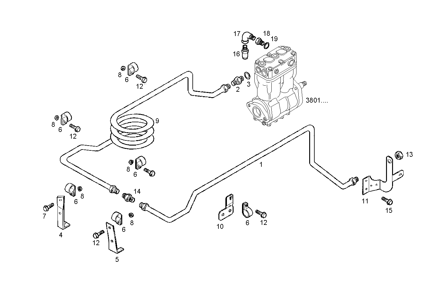 COMPRESSOR LINE SYSTEM - F3BE0681M*B722 CURSOR 13 - EURO 3 parts diagram