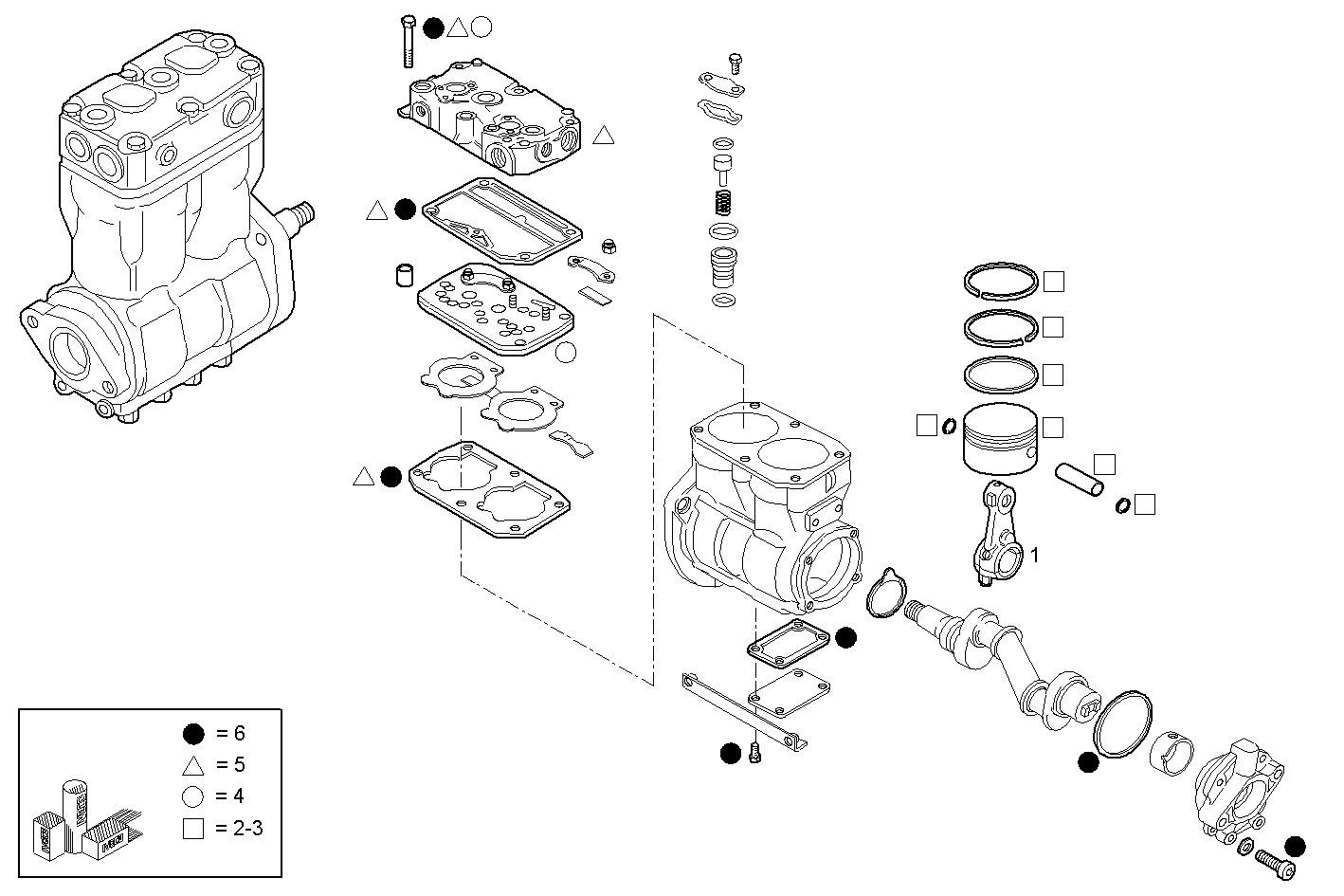 AIR COMPRESSOR (COMPONENTS) - F3BE0681M*B722 CURSOR 13 - EURO 3 parts diagram