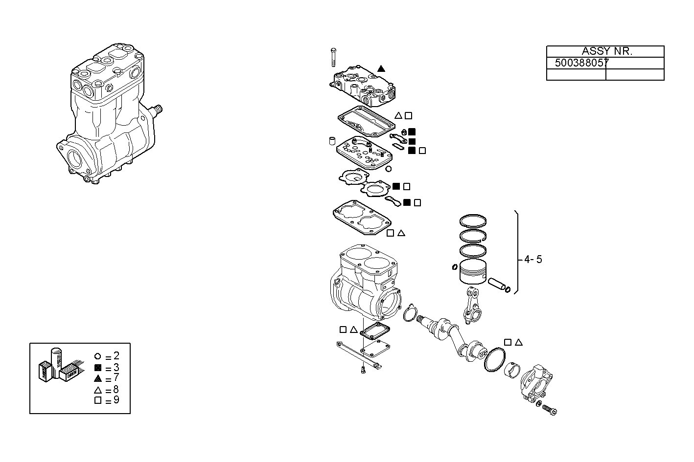 AIR COMPRESSOR (COMPONENTS) - F4BE0641A*G103 NEF 6 CNG parts diagram
