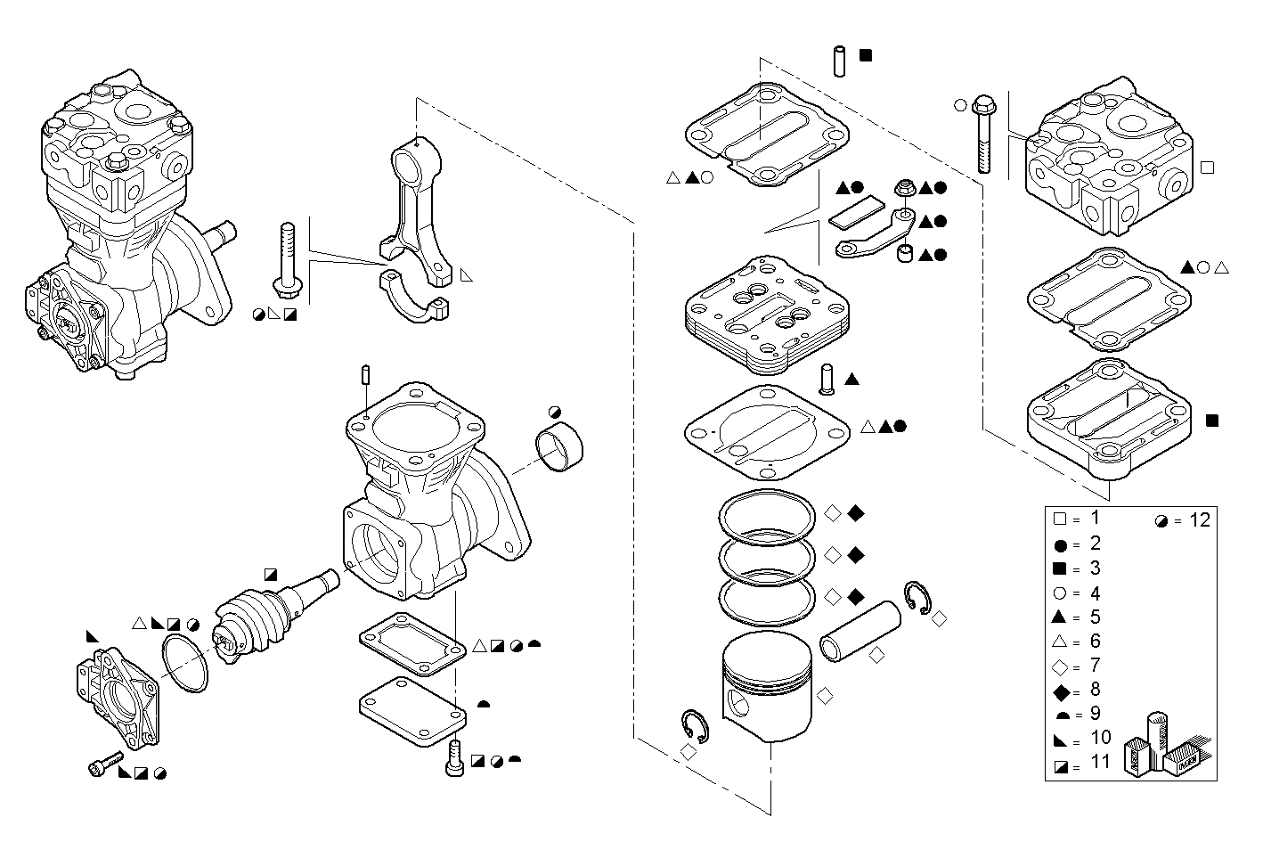 AIR COMPRESSOR (COMPONENTS) - N40ENTC21.00A015 NEF 4 electron. - EURO 3 parts diagram