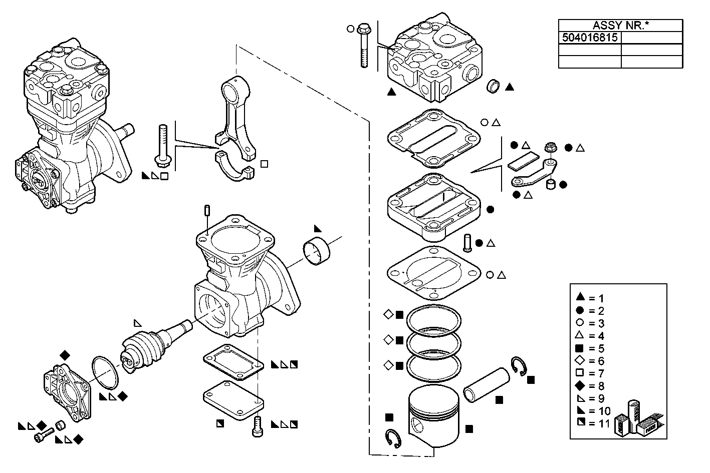 AIR COMPRESSOR (COMPONENTS) - F4AE0682C*C151 NEF 6 electron. - EURO 3 parts diagram