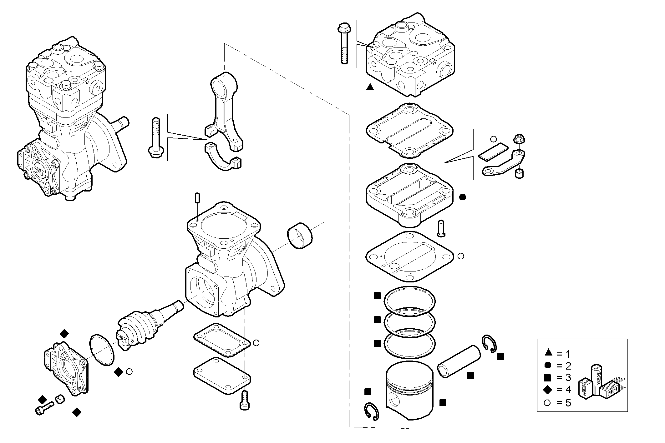 AIR COMPRESSOR (COMPONENTS) - F4AE0481C*C102 NEF 4 electron. - EURO 3 parts diagram