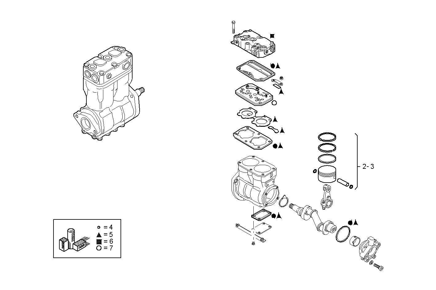 AIR COMPRESSOR (COMPONENTS) - F2BE0642A*A003 CURSOR 8 CNG parts diagram