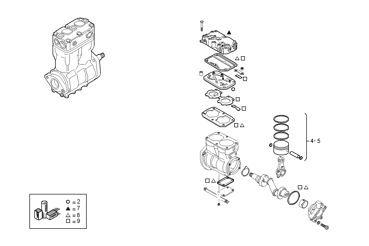 AIR COMPRESSOR (COMPONENTS) - F2BE0642A*A003 CURSOR 8 CNG parts diagram