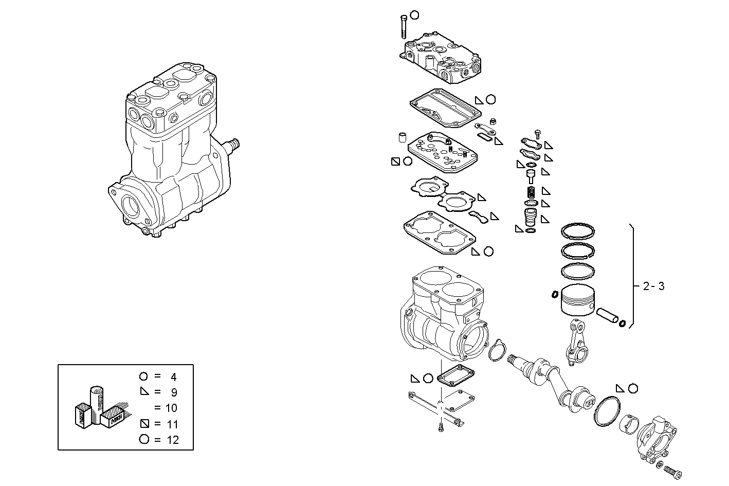 AIR COMPRESSOR (COMPONENTS) - F2BE0681A*BC13 CURSOR 8 - EURO 3 parts diagram