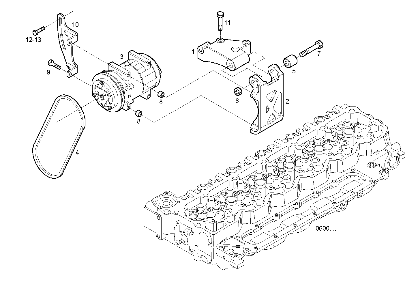 COMPRESSOR AIR CONDITIONING - N60ENTE24.00A002 NEF 6 electron. - TIER 2 parts diagram
