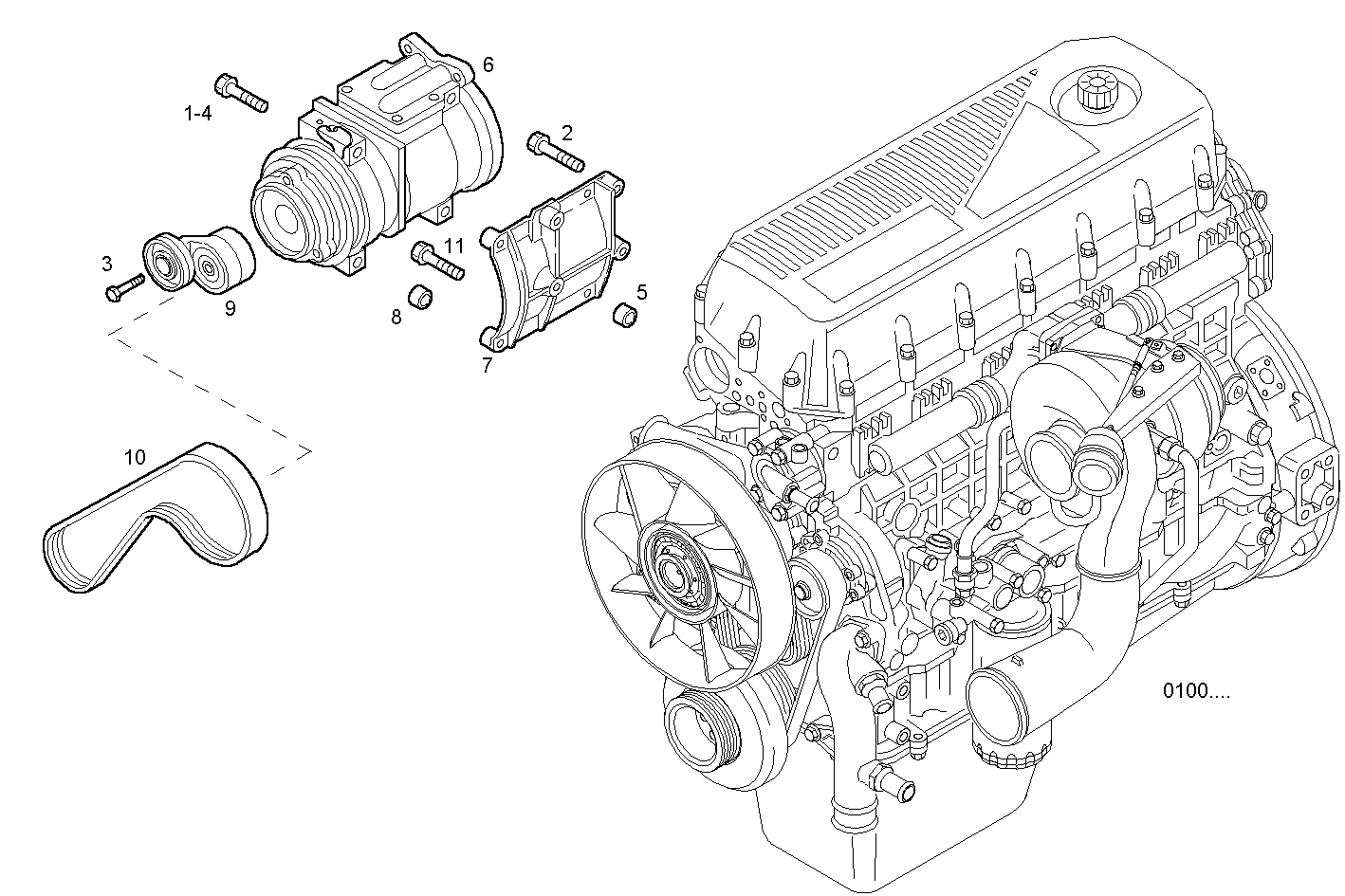 COMPRESSOR AIR CONDITIONING - F2BE0684B*B131 CURSOR 8 - TIER 2 parts diagram