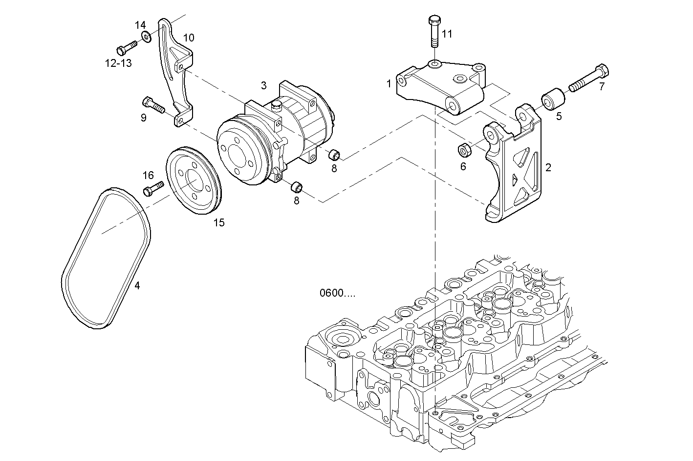 COMPRESSOR AIR CONDITIONING - F4GE0454A*D606 NEF 4 mechanic. - TIER 2 parts diagram