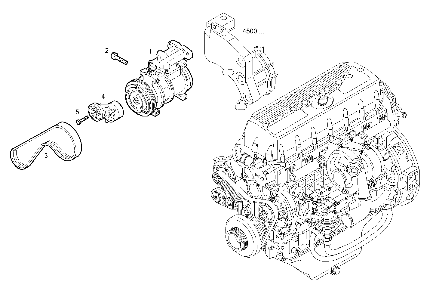 COMPRESSOR AIR CONDITIONING - F3BE0684E*B101 CURSOR 13 - TIER 2 parts diagram
