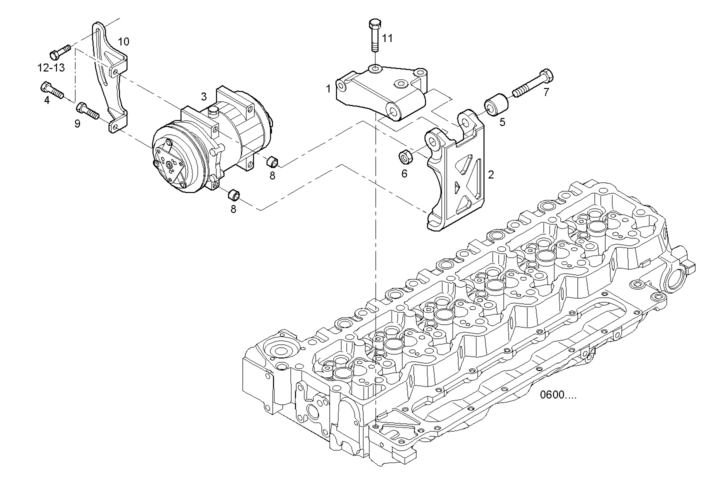 COMPRESSOR AIR CONDITIONING - N60ENTE22.00A001 NEF 6 electron. - TIER 2 parts diagram