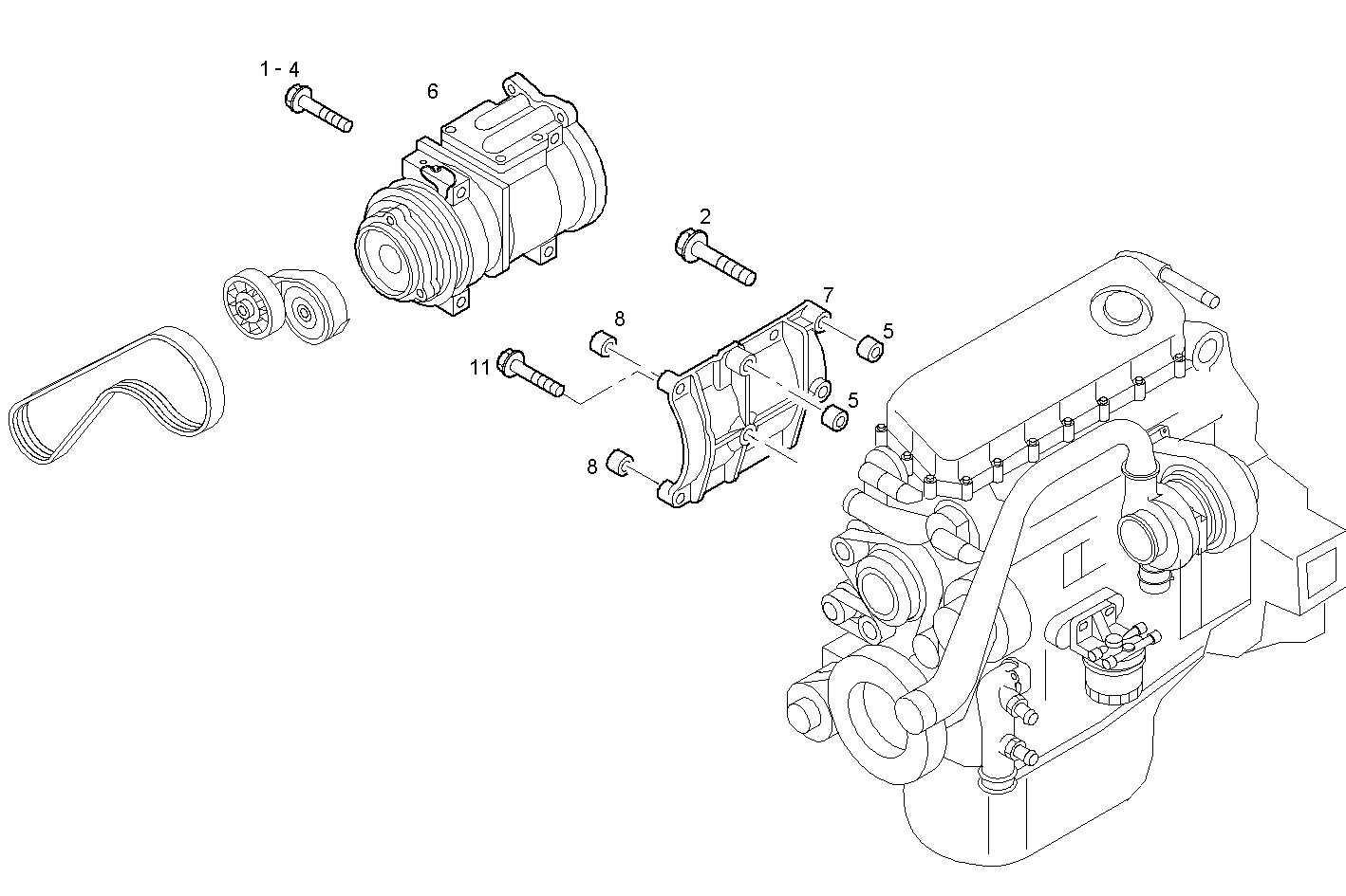 COMPRESSOR AIR CONDITIONING - F2BE0681A*BC13 CURSOR 8 - EURO 3 parts diagram