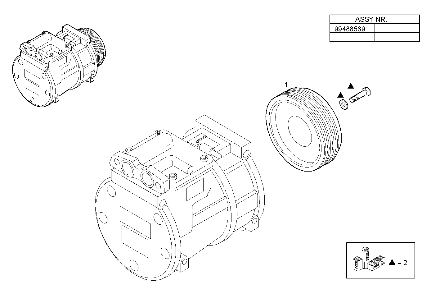 COMPRESSOR AIR CONDITIONING (COMPONENTS) - C13ENTD20.00 CURSOR 13 - TIER 2 parts diagram