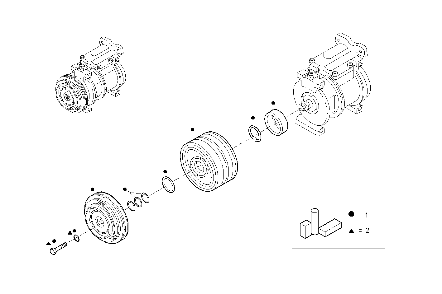 COMPRESSOR AIR CONDITIONING (COMPONENTS) - F2BE0681A*BC13 CURSOR 8 - EURO 3 parts diagram