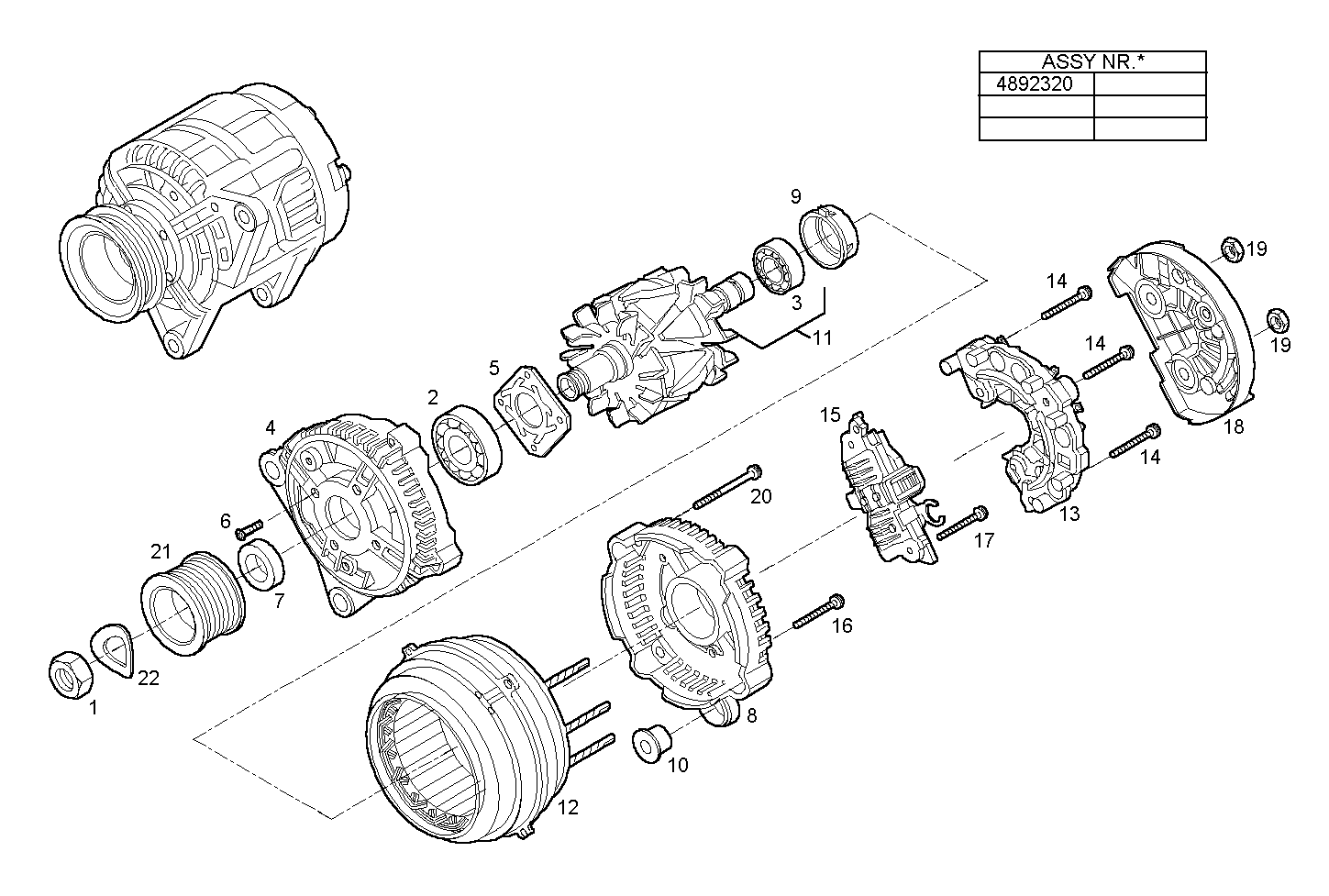 GENERATOR (COMPONENTS) - N60MNTG26.00A002 NEF 6 CNG parts diagram